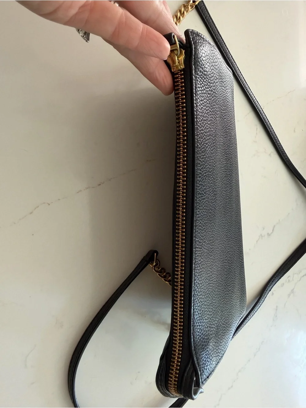 Tory Burch Black Leather Crossbody with Gold Hardware